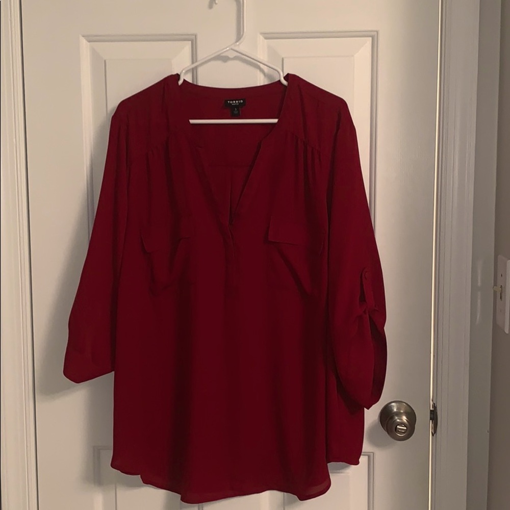 Torrid size 3 blouse brick red